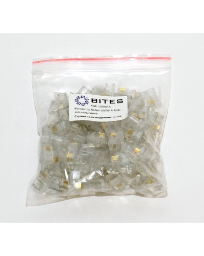 US010A (100шт). Телефонный разъем 4P4C (RJ-11). 5bites в Вологде
