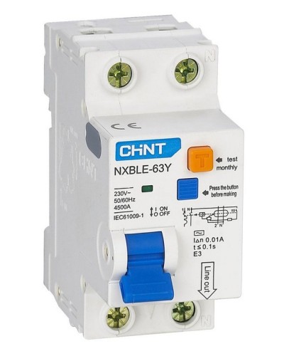 NXBLE-63Y (R) 1п+N C 6А 30мА электронный тип AC 4.5кА CHINT (105540). Автоматический выключатель дифференциального тока. CHINT в Вологде