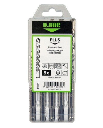 Набор буров SDS-plus V PLUS 5шт, 2-cutting (242030): Набор буров SDS-plus (6х110 мм; 6,8,10,12х160 мм) в Вологде