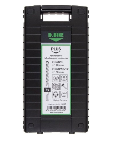 Набор буров SDS-plus V PLUS 7шт, 2-cutting (240987). Набор буров SDS-plus (5,6,8х110 мм; 6,8,10,12х160 мм). D.BOR в Вологде