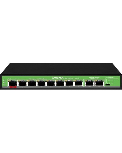 DSP208F-2F-T120 DSP208F-2F-T120 V1 (L2) 10х100Мбит/с 8PoE 8PoE+ 120W. Коммутатор с питанием по PoE. Digma в Вологде