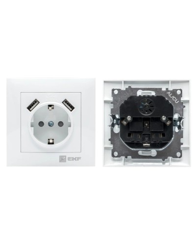 Валенсия розетка 1-местная с/з 16А (EWR16-028-10-2USB). Розетка 1-местная с/з 16А. EKF в Вологде
