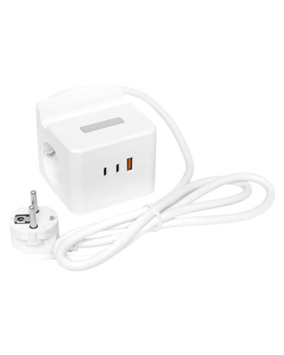 Удлинитель Куб 2 гнезда USB + 2Type C с быстрой зарядкой, подставкой под телефон и ночником 1,3 метра 1мм2. Удлинитель Куб. EKF в Вологде