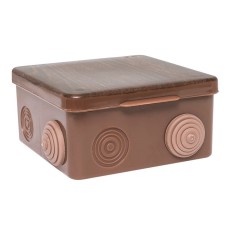 КМР-030-014 с крышкой (100х100х55) тёмное дерево IP54 (plc-kmr-030-014-t). Коробка распределительная. EKF
