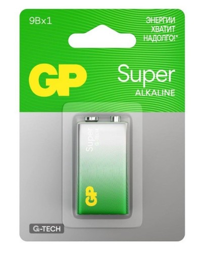 GP Super Alkaline 9V Крона (GP 1604AA21-5CRSBC1), БЛИСТЕР. Алкалиновая батарейка. GP Batteries в Вологде