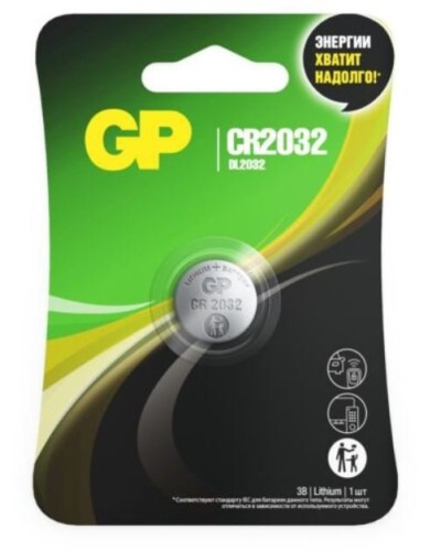 GP Lithium CR2032 (GP CR2032-2CRU1 10/600), БЛИСТЕР. Литиевая дисковая батарея. GP Batteries в Вологде