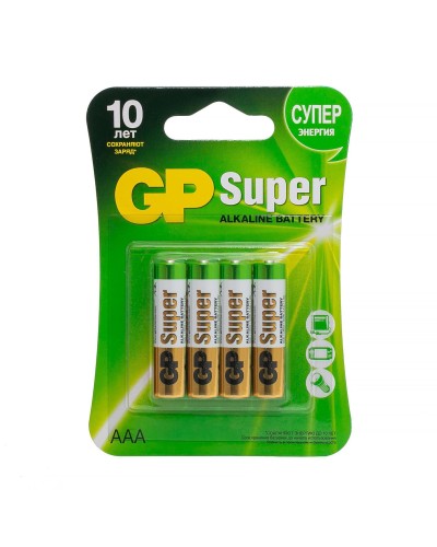GP Super Alkaline 24A AAA (GP 24A-2CR4), упак. 4 шт. БЛИСТЕР. Алкалиновые батарейки. GP Batteries в Вологде