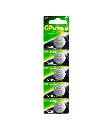 GP Lithium CR2430 (GP CR2430-2C5 100/1000), упак. 5 шт. БЛИСТЕР. Литиевые дисковые батарейки. GP Batteries в Вологде