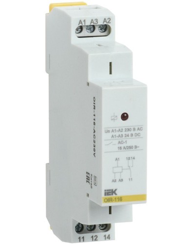 Реле промежуточное модульное OIR 1 контакт 16А 230В AC (OIR-116-AC230V). Реле промежуточное модульное. IEK в Вологде