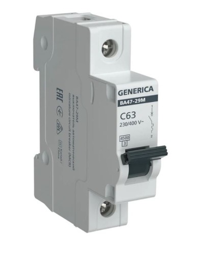 GENERICA ВА47-29М 1P C 63А 4,5кА (MVA21-1-063-C-G). Автоматический выключатель. IEK в Вологде