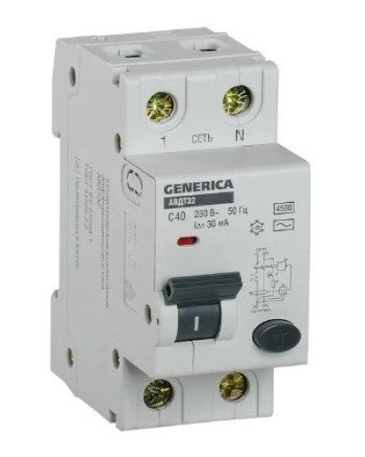 GENERICA АВДТ 32 C40 2Р 30мА (MAD25-5-040-C-30). Автоматический выключатель дифференциального тока. IEK в Вологде