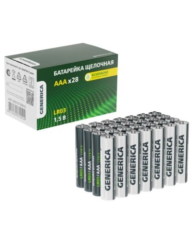 Батарейка Alkaline LR03/AAA GENERICA (28 шт) (ABT-LR03-ST-B28-G). Батарейка щелочная. IEK в Вологде