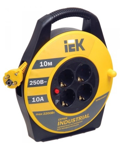 УК10 4 места, 10м (WKP15-16-04-10). Удлинитель на катушке Industrial. IEK в Вологде