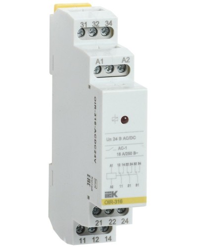 Реле промежуточное модульное OIR 3 контакта 16А 24В AC/DC (OIR-316-ACDC24V). Реле промежуточное модульное. IEK в Вологде