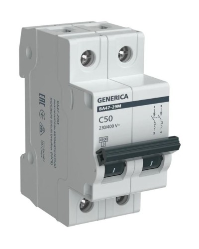 GENERICA ВА47-29М 2P C 50А 4,5кА (MVA21-2-050-C-G). Автоматический выключатель. IEK в Вологде