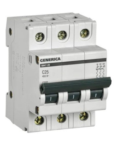 GENERICA ВА47-29 3P C 25А 4,5кА (MVA25-3-025-C). Автоматический выключатель. IEK в Вологде