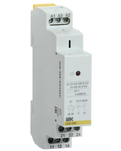Реле промежуточное модульное OIR 2 контакта 8А 230В AC (OIR-208-AC230V). Реле промежуточное модульное. IEK в Вологде