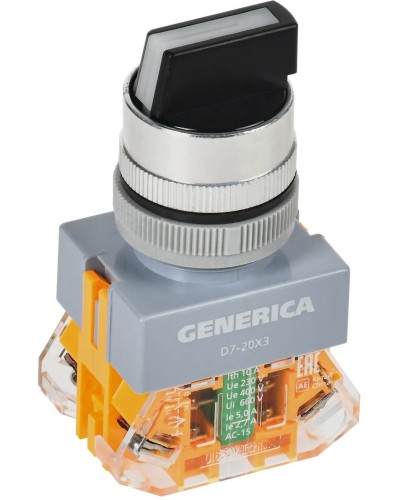 Переключатель D7-20X3 на 3 положения черный GENERICA (BSW50-20X3-3-21-3-K02-G). Переключатель. IEK в Вологде