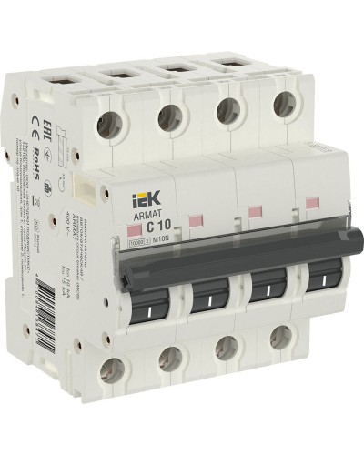 M10N 4P C 10А 10кА ARMAT (AR-M10N-4-C010). Автоматический выключатель. IEK в Вологде