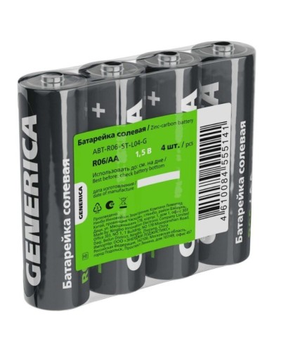 Батарейка солевая R06/AA GENERICA (4 шт) (ABT-R06-ST-L04-G). Батарейка солевая. IEK в Вологде