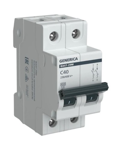 GENERICA ВА47-29М 2P C 40А 4,5кА (MVA21-2-040-C-G). Автоматический выключатель. IEK в Вологде