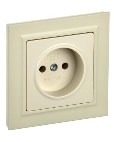Розетка без з/к в сборе РСР10-1-0-БрКр бежевый BRITE (BR-R10-10-K10-F). Розетка без заземления без защитных шторок. IEK в Вологде