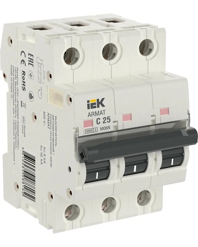 M06N 3P C 25А 6кА ARMAT (AR-M06N-3-C025). Автоматический выключатель. IEK в Вологде