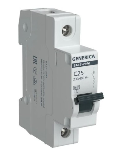 GENERICA ВА47-29М 1P C 25А 4,5кА (MVA21-1-025-C-G). Автоматический выключатель. IEK в Вологде