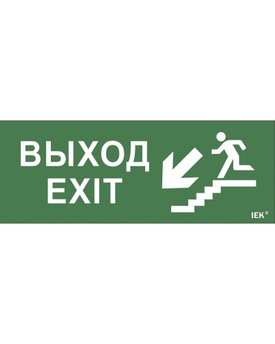 Самоклеящаяся этикетка Выход/лестница вниз/фигура (LPC10-1-24-09-VLVNF). Самоклеящаяся этикетка 240х90 мм. IEK в Вологде
