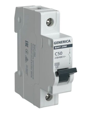 GENERICA ВА47-29М 1P C 50А 4,5кА (MVA21-1-050-C-G). Автоматический выключатель. IEK в Вологде