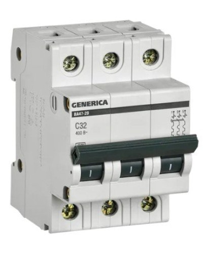 GENERICA ВА47-29 3P C 32А 4,5кА (MVA25-3-032-C). Автоматический выключатель. IEK в Вологде