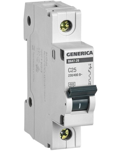 GENERICA ВА47-29 1P C 25А 4,5кА (MVA25-1-025-C). Автоматический выключатель. IEK в Вологде