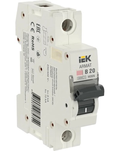 M06N 1P B 20А 6кА ARMAT (AR-M06N-1-B020). Автоматический выключатель. IEK в Вологде