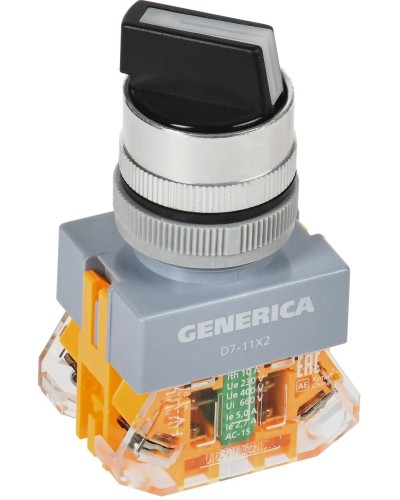 Переключатель D7-11X2 на 2 положения черный GENERICA (BSW50-11X2-3-21-2-K02-G). Переключатель. IEK в Вологде