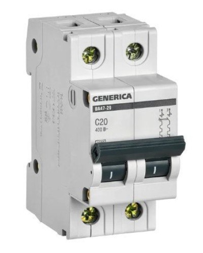 GENERICA ВА47-29 2P C 20А 4,5кА (MVA25-2-020-C). Автоматический выключатель. IEK в Вологде
