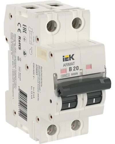 M06N 2P B 20А 6кА ARMAT (AR-M06N-2-B020). Автоматический выключатель. IEK в Вологде