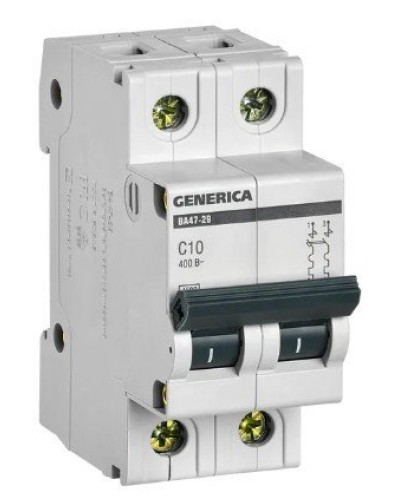 GENERICA ВА47-29 2P C 10А 4,5кА (MVA25-2-010-C). Автоматический выключатель. IEK в Вологде