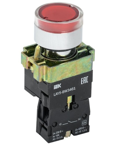 Кнопка LAY5-BW3461 с подсветкой красный 1з (BBT50-BW-K04). Кнопка с подсветкой. IEK в Вологде
