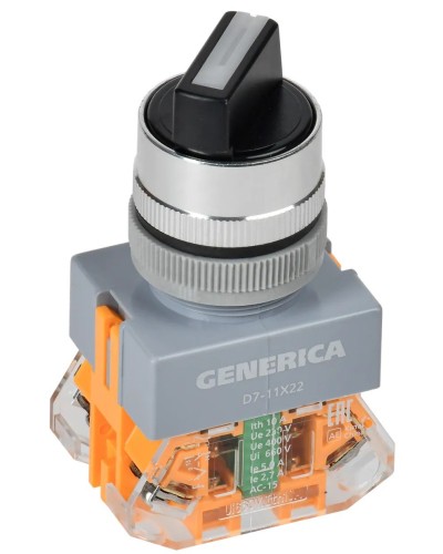 Переключатель D7-11X22 на 2 положения черный GENERICA (BSW50-11X22-3-22-2-K02-G). Переключатель с самовозвратом. IEK в Вологде