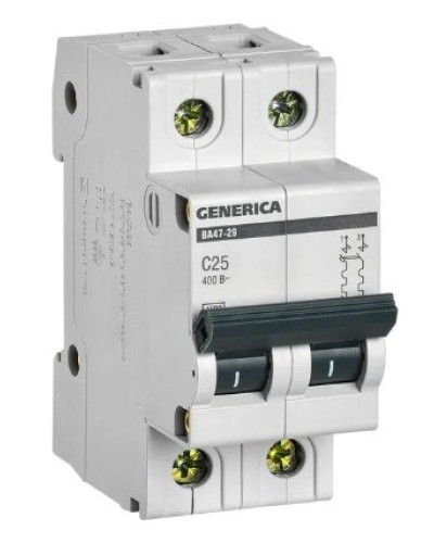 GENERICA ВА47-29 2P C 25А 4,5кА (MVA25-2-025-C). Автоматический выключатель. IEK в Вологде
