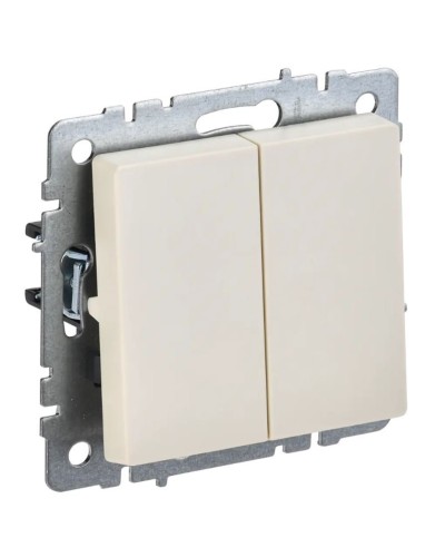 Выключатель 2-клавишный проходной ВС10-2-6-БрКр бежевый BRITE (BR-V22-0-10-K10). Выключатель. IEK в Вологде