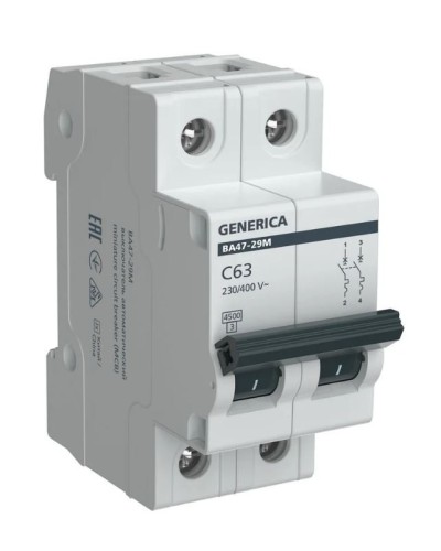 GENERICA ВА47-29М 2P C 63А 4,5кА (MVA21-2-063-C-G). Автоматический выключатель. IEK в Вологде