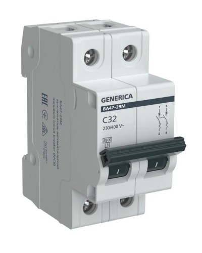 GENERICA ВА47-29М 2P C 32А 4,5кА (MVA21-2-032-C-G). Автоматический выключатель. IEK в Вологде