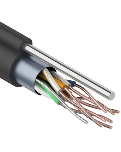 F/UTP, CAT 5e, PE, 4PR, 24AWG, OUTDOOR, SOLID, черный, с тросом, 305м, REXANT (01-0144). Кабель «витая пара» (LAN) для структурированных систем связи. Rexant в Вологде