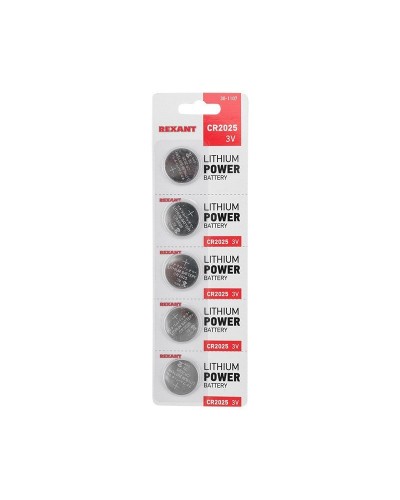 Литиевые батарейки CR2025 3 V 160 mAh (30-1107). Элемент питания. Rexant в Вологде
