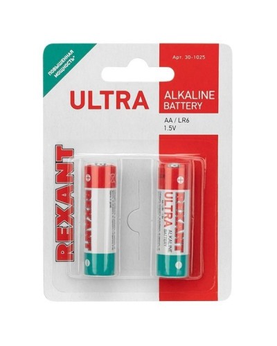 Ультра алкалиновая батарейка AA/LR6 1,5 V 2 шт. блистер REXANT (30-1025). Элемент питания. Rexant в Вологде