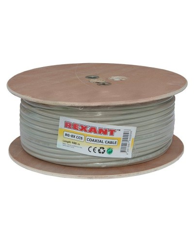 RG-8X, 50 Ом, CCS/Al/A, 75% (01-2021). Кабель коаксиальный радиочастотный. Rexant в Вологде