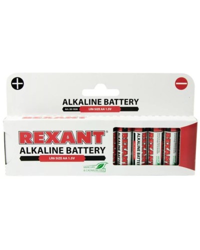 Алкалиновая батарейка AA/LR6 1,5 V 12 шт. REXANT (30-1026). Элемент питания. Rexant в Вологде