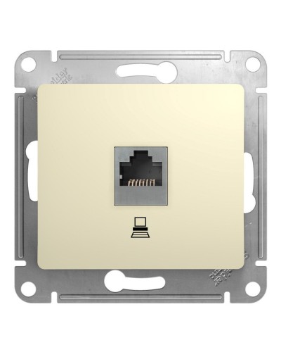 Glossa розетка RJ45 1-местная, кат. 5Е, скрытой установки, механизм, бежевый (GSL000281K). Розетка компьютерная. Systeme Electric в Вологде
