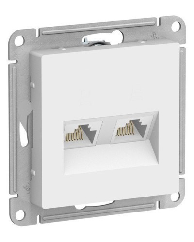 AtlasDesign розетка RJ45+RJ45, 2-местная, скрытой установки, механизм, белый (ATN000185). Розетка компьютерная. Systeme Electric в Вологде
